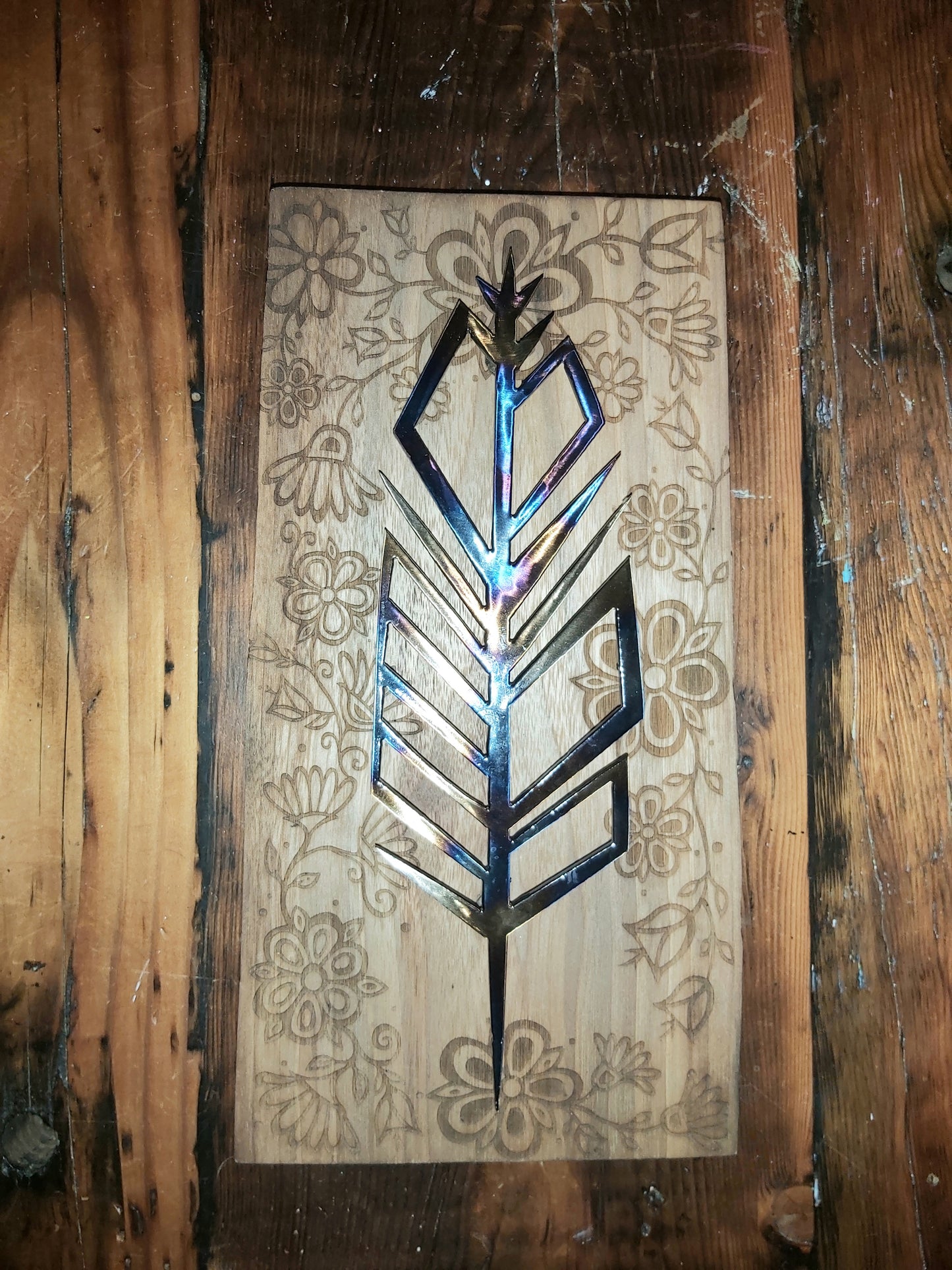 Steel Feather 12" - Laser Engraved