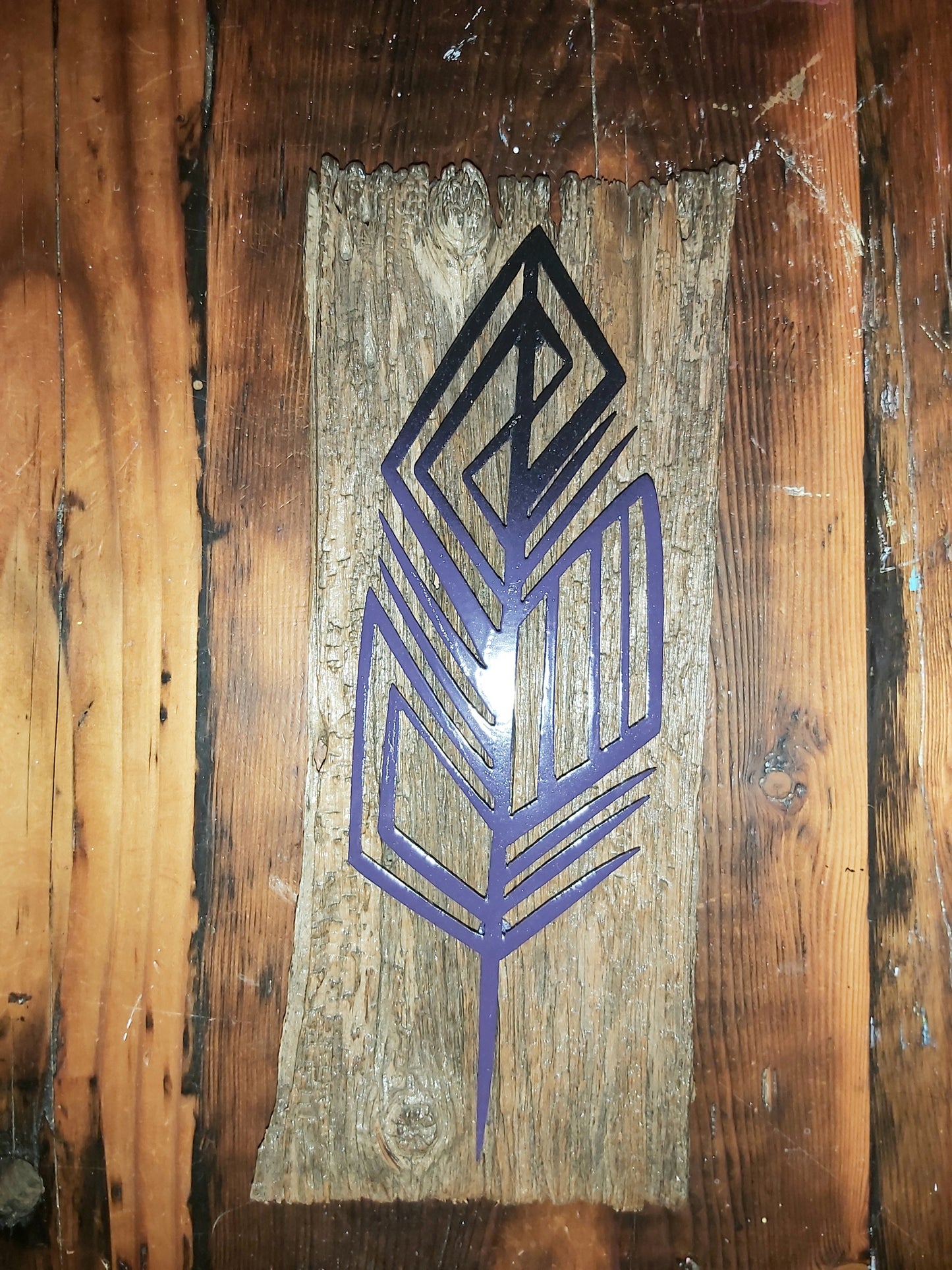 Steel Feather- 8" Wood Base