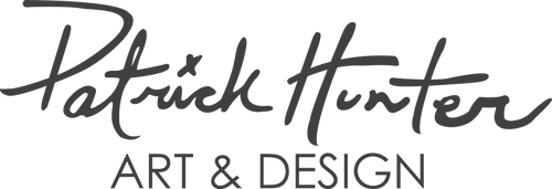 Logo mark with Patrick's signature and all-caps fontface subtitle stating Art & Design.